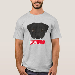 Schwarz T-Shirt Pug Leben