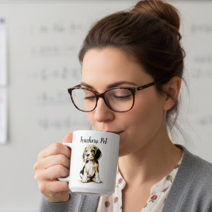 Schwarz/Tan auf Weiß ''Teachers Pet'' Beagle Kaffeetasse
