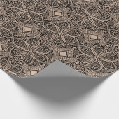 Schwarz-Tan-Blumen-Ornament, türkisches Motiv 2 Geschenkpapier (Ecke)