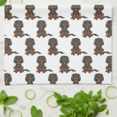 Schwarz & Tan Cavalier King Charles Spaniel Muster Geschirrtuch (Gefaltet)