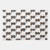 Schwarz & Tan Cavalier King Charles Spaniel Muster Geschirrtuch (Horizontal)