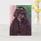 Schwarz & tan Champion Cocker Spaniel Grußkarte Karte (Gelbe Blume)