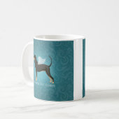 Schwarz-Tan-Coonhound-Haustier-Hund-Gedenkangel Kaffeetasse (Vorderseite Links)