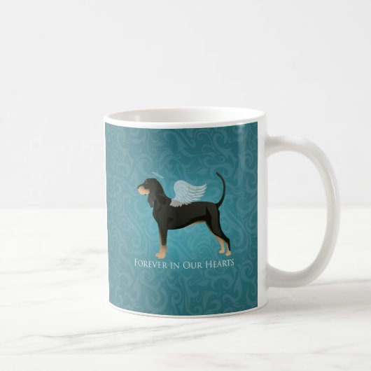 Schwarz-Tan-Coonhound-Haustier-Hund-Gedenkangel Kaffeetasse (Rechts)