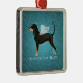 Schwarz-Tan-Coonhound-Haustier-Hund-Gedenkangel Ornament Aus Metall (Rechts)
