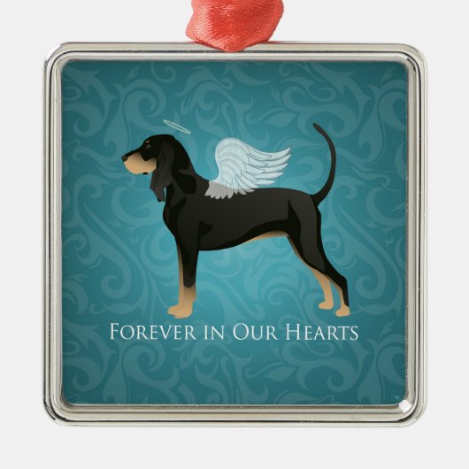Schwarz-Tan-Coonhound-Haustier-Hund-Gedenkangel Ornament Aus Metall (Vorne)
