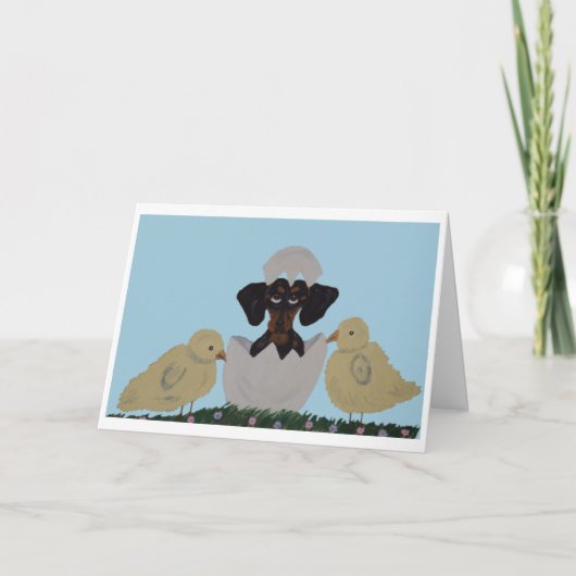 Schwarz & Tan Dachshund Ostern Karte (Vorderseite)