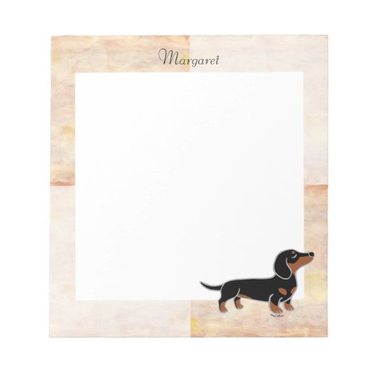 Schwarz-Tan-Dackel Notizblock (Vorderseite)