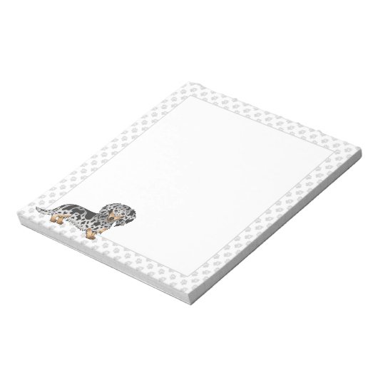 Schwarz-Tan-Dapfel-Dackel und Paws Notizblock (Rotiert)