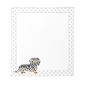 Schwarz-Tan-Dapfel-Dackel und Paws Notizblock (Vorderseite)