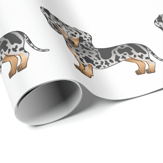 Schwarz-Tan-Dapfel-Muster für Kurze Dackel Geschenkpapier (Rolleneckpunkt)