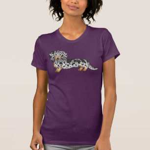 Schwarz-Tan-Daple Niedliche Dackel Langhaar Hund T-Shirt