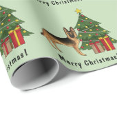 Schwarz-Tan-Deutscher Hirte und ein Weihnachtsbaum Geschenkpapier (Rolleneckpunkt)