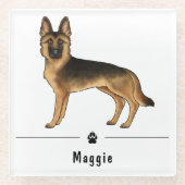 Schwarz-Tan-Deutscher Schäferhund mit Individuelle Glasuntersetzer (Vorderseite)