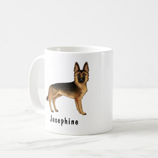 Schwarz-Tan-Deutscher Schäferhund mit Individuelle Kaffeetasse (Vorderseite Links)