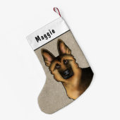 Schwarz-Tan-Deutscher Schäferkopf und Individuelle Kleiner Weihnachtsstrumpf (Rückseite (Hängend))