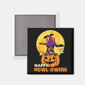 Schwarz-Tan-Dobermann-Hexenhund Frohes Halloween Magnet (Vorderseite/Rückseite)