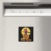 Schwarz-Tan-Dobermann-Hexenhund Frohes Halloween Magnet (In Situ (Geschirrspüler))