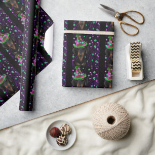 Schwarz & Tan Doxie Geschenkpapier