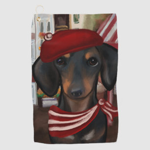 Schwarz & Tan Doxie Golfhandtuch