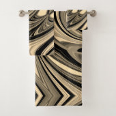 Schwarz-Tan-Floe-Muster Badhandtuch Set (Insitu)