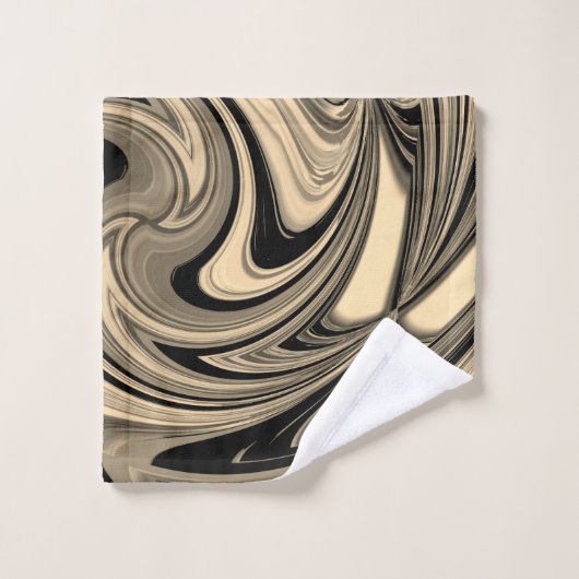 Schwarz-Tan-Floe-Muster Badhandtuch Set (Waschlappen)