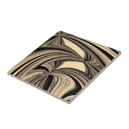 Schwarz-Tan-Floe-Muster Fliese (Seite)