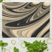 Schwarz-Tan-Floe-Muster Geschirrtuch (Gefaltet)