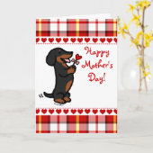 Schwarz-Tan-glatte Dackel Karte (Gelbe Blume)