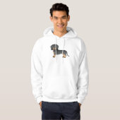 Schwarz-Tan-glatter Dackel Hund Zeichnend Hoodie (Vorne ganz)