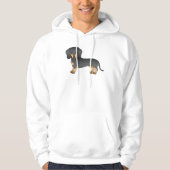Schwarz-Tan-glatter Dackel Hund Zeichnend Hoodie (Vorderseite)