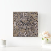 Schwarz-Tan-Granit Quadratische Wanduhr (Zuhause)