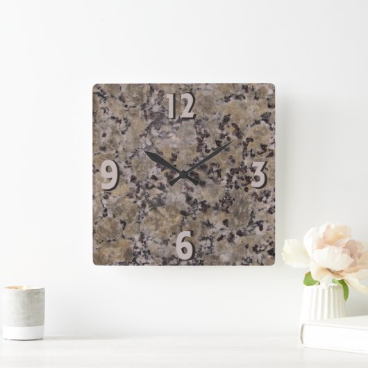 Schwarz-Tan-Granit Quadratische Wanduhr (Zuhause)