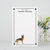 Schwarz-Tan-Hund mit benutzerdefiniertem Text Briefpapier (Stehend Vorderseite)