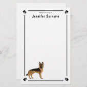 Schwarz-Tan-Hund mit benutzerdefiniertem Text Briefpapier (Vorne/Hinten)