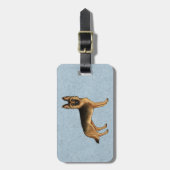 Schwarz-Tan-Hund mit benutzerdefiniertem Text Gepäckanhänger (Vorderseite vertikal)