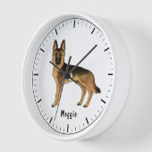 Schwarz-Tan-Hund mit benutzerdefiniertem Text Uhr (Winkel)