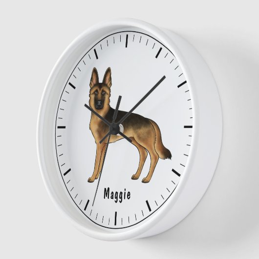 Schwarz-Tan-Hund mit benutzerdefiniertem Text Uhr (Winkel)