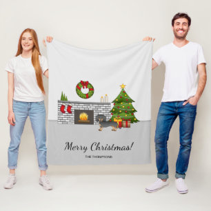 Schwarz-Tan Kurze Dackel Weihnachtssaal Fleecedecke