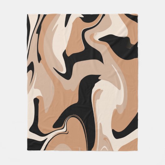 Schwarz-Tan-Marmor-Muster Fleecedecke (Vorderseite)