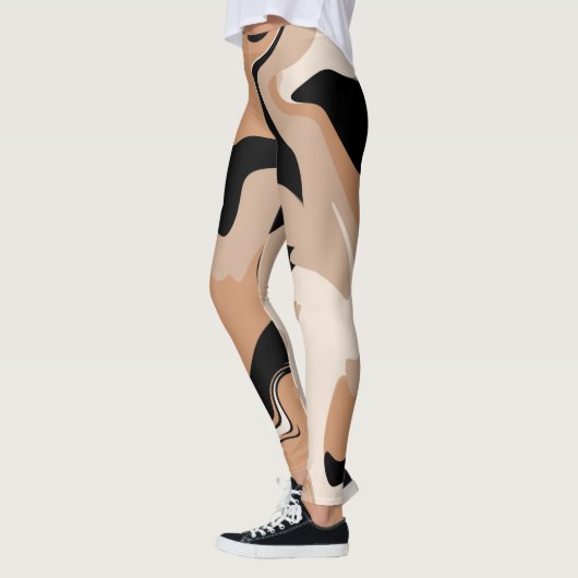 Schwarz-Tan-Marmor-Muster Leggings (Links)
