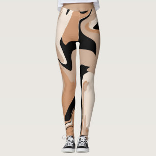 Schwarz-Tan-Marmor-Muster Leggings