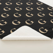 Schwarz-Tan-Monogramm-Muster Sherpadecke (3/4)