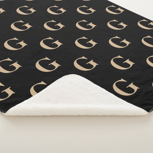 Schwarz-Tan-Monogramm-Muster Sherpadecke (3/4)