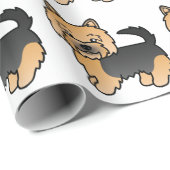 Schwarz-Tan-Norwich-Terrier-Cartoon-Hundeschema Geschenkpapier (Rolleneckpunkt)