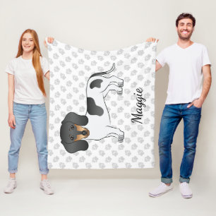 Schwarz-Tan-Piebald-Kurzhaar-Dackel & Name Fleecedecke