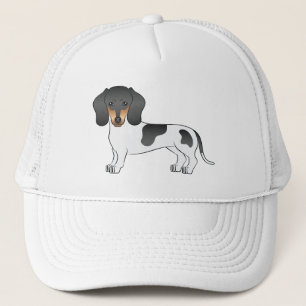 Schwarz & Tan Pied Kurzhaar Dachshund Cartoon Hund Truckerkappe