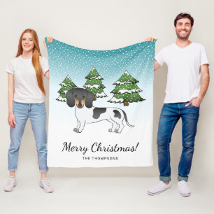 Schwarz-Tan-Pipe Kurze Dackel im Winter Fleecedecke