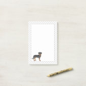 Schwarz-Tan Rottweiler Niedlicher Cartoon Hund und Post-it Klebezettel (Auf Schreibtisch)