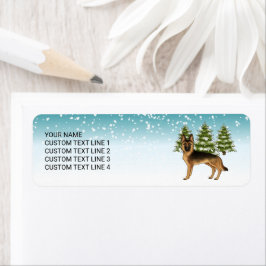 Schwarz-Tan-Schäfer Hund Winterwald